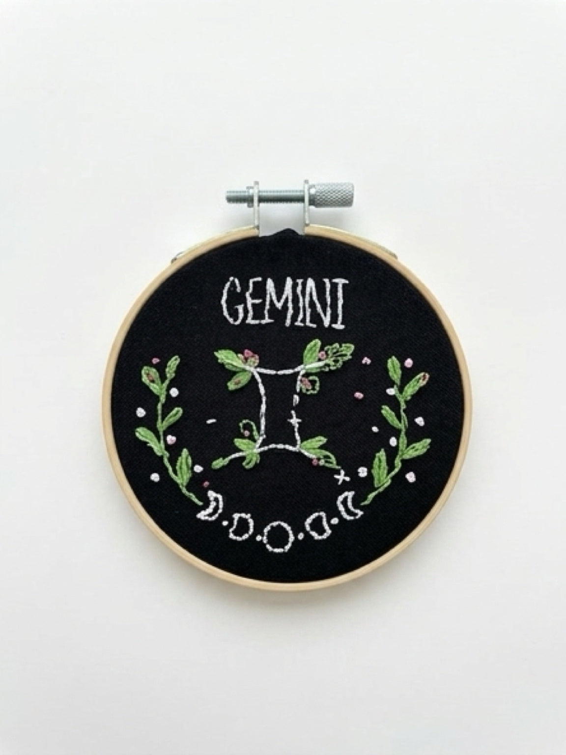 Handmade Embroidered Zodiac Hoop | zodiac Embroidery Wall Art & Shelf Décor