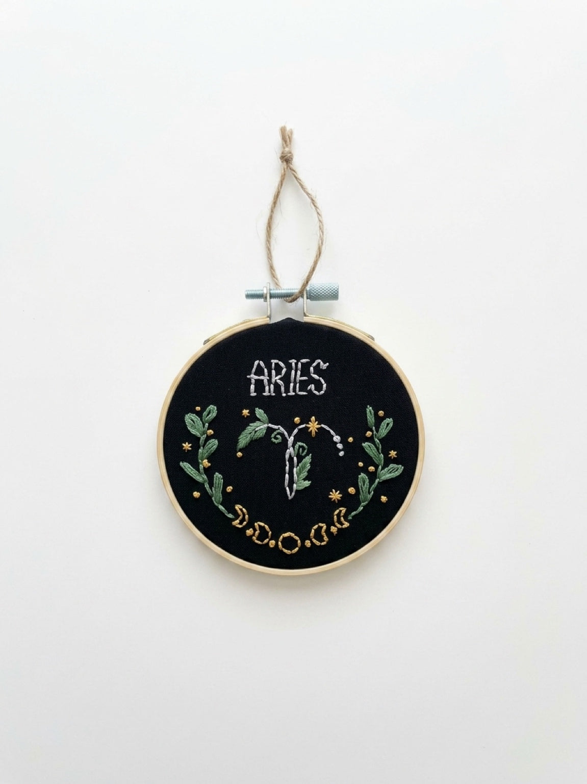 Handmade Embroidered Zodiac Hoop | zodiac Embroidery Wall Art & Shelf Décor