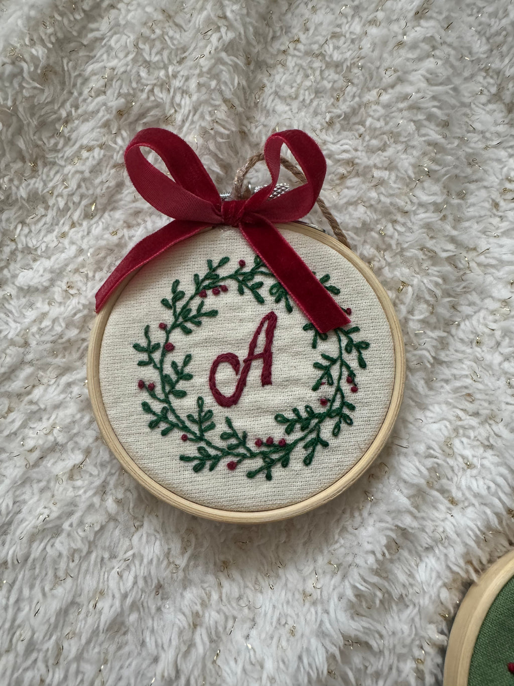 Handmade Personalized Embroidered Christmas Ornament