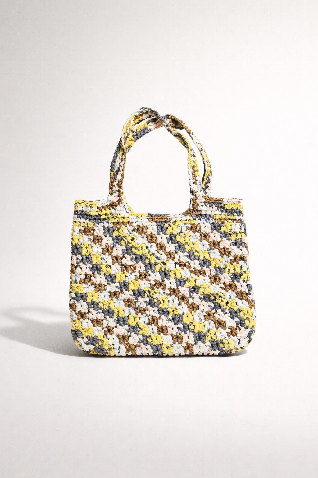Super Large Plarn Purse - Beige+Grey+Yellow